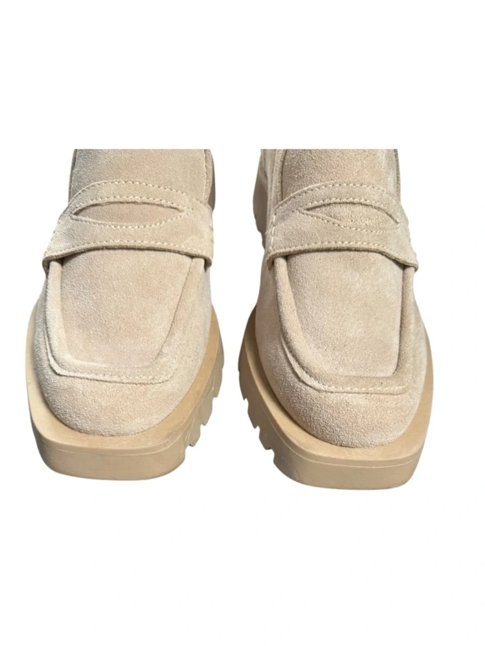 Dolce Vita Chunky Suede Loafers Platform Lug Sole Beige Size 11